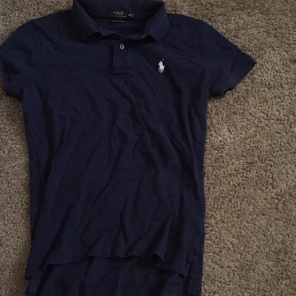 blue polo shirt